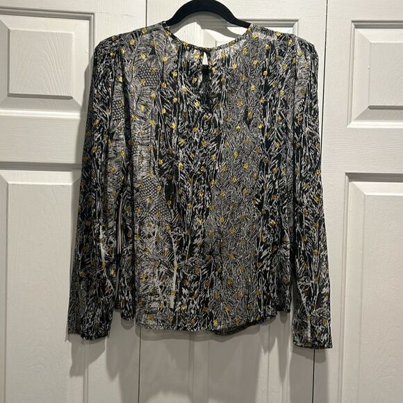 NWT Aqua Black/White/Gold Blouse, Size Large - Picture 10 of 10